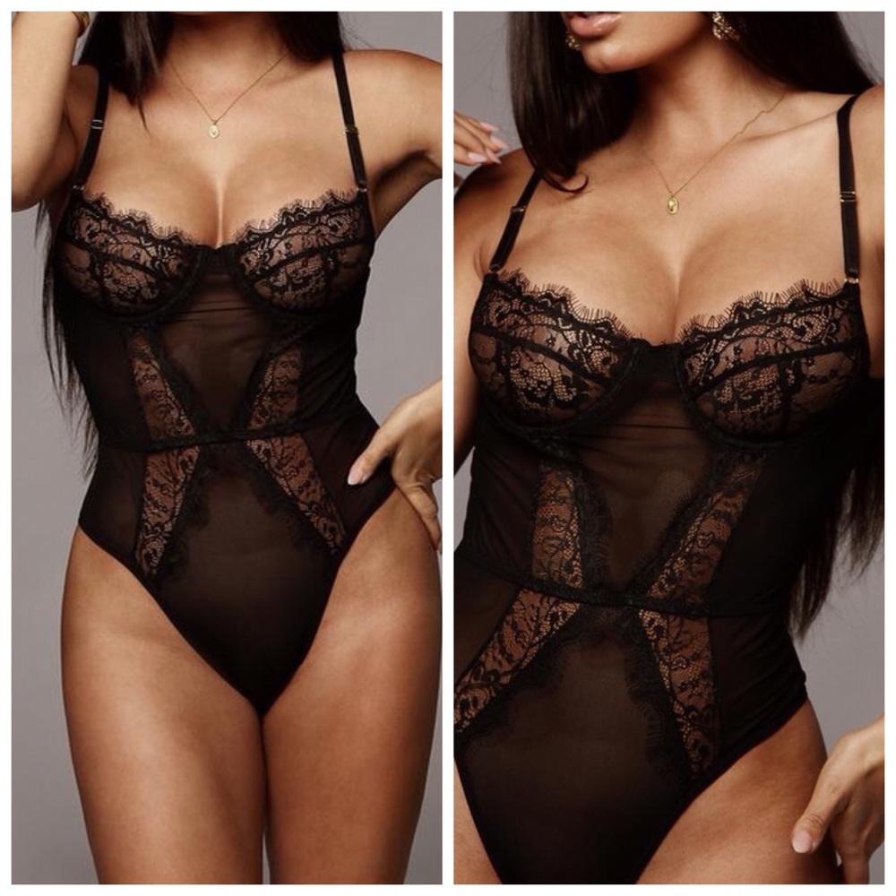 Black Eye Lash Lace Bodysuit